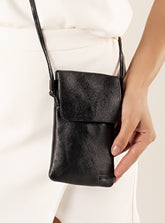 Mini Bolsa em Couro Porta Celular Capri Preto